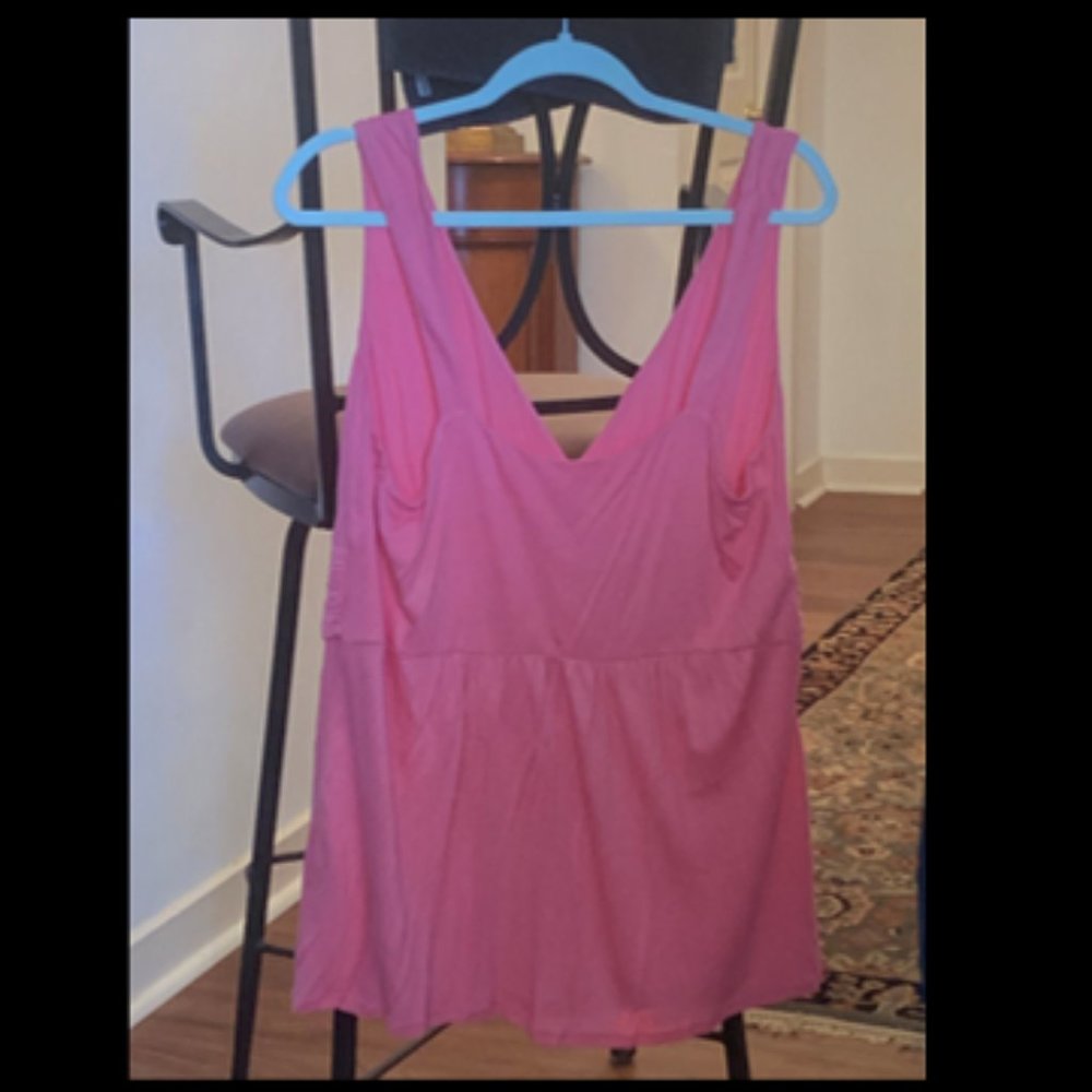 NY & Co Pink Sleeveless V-Neck Faux Wrap Blouse  XL